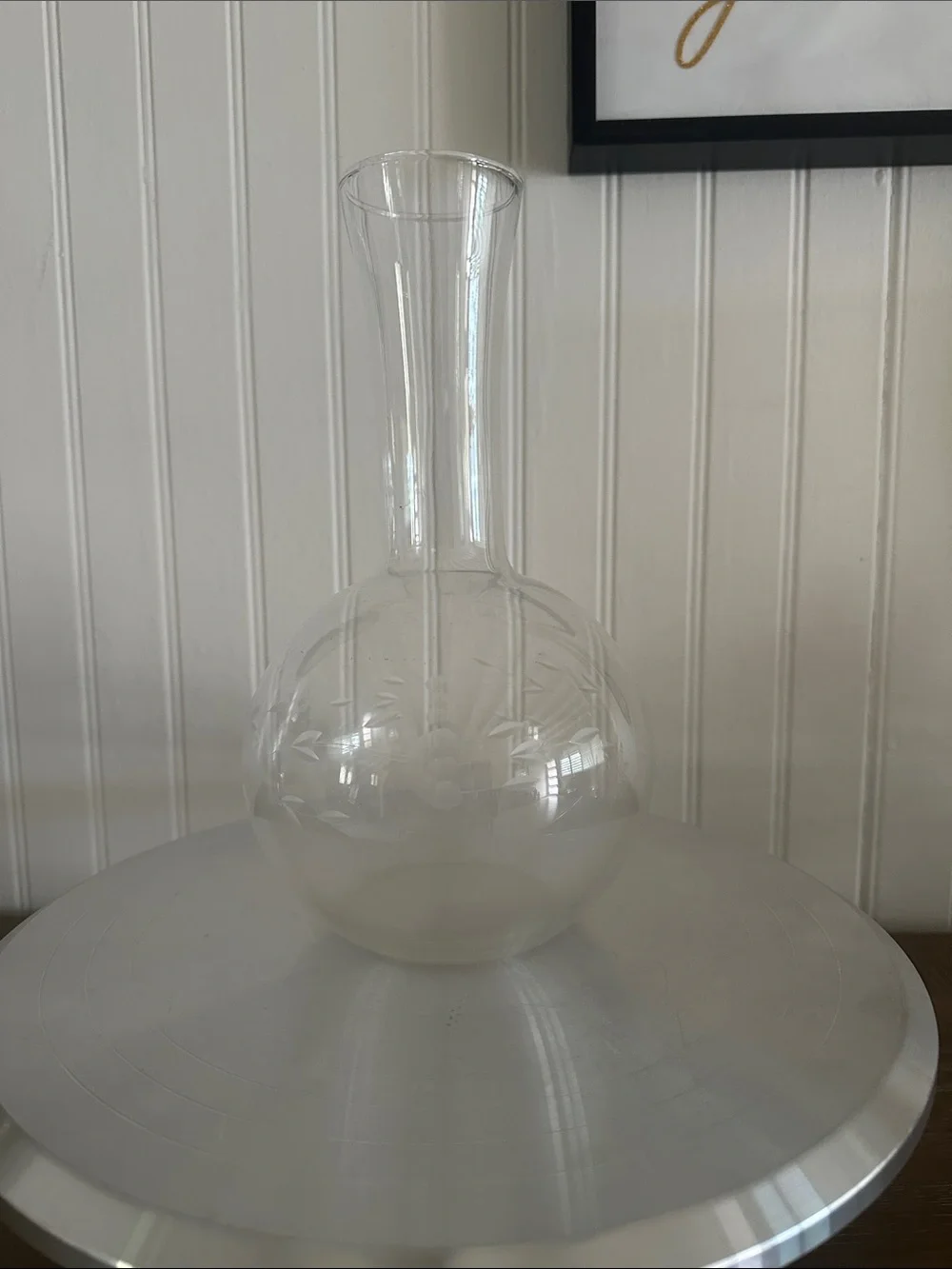 Princess House Clear Etched Glass Bud Vase